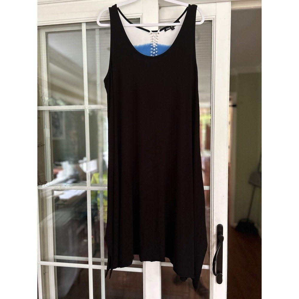 EUC Rock & Karma Dress Sz 3X Blue Black Ombre Handkerchief Hem Sleeveless